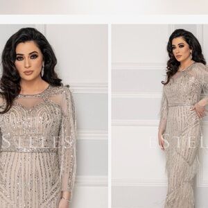 Elegant Silver Evening Gown